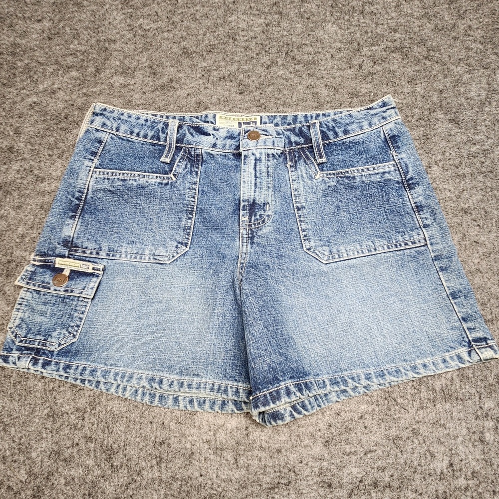 LEI Juniors Womens Vintage Cargo Denim Jean Shorts Button Pockets 11 Y2K
